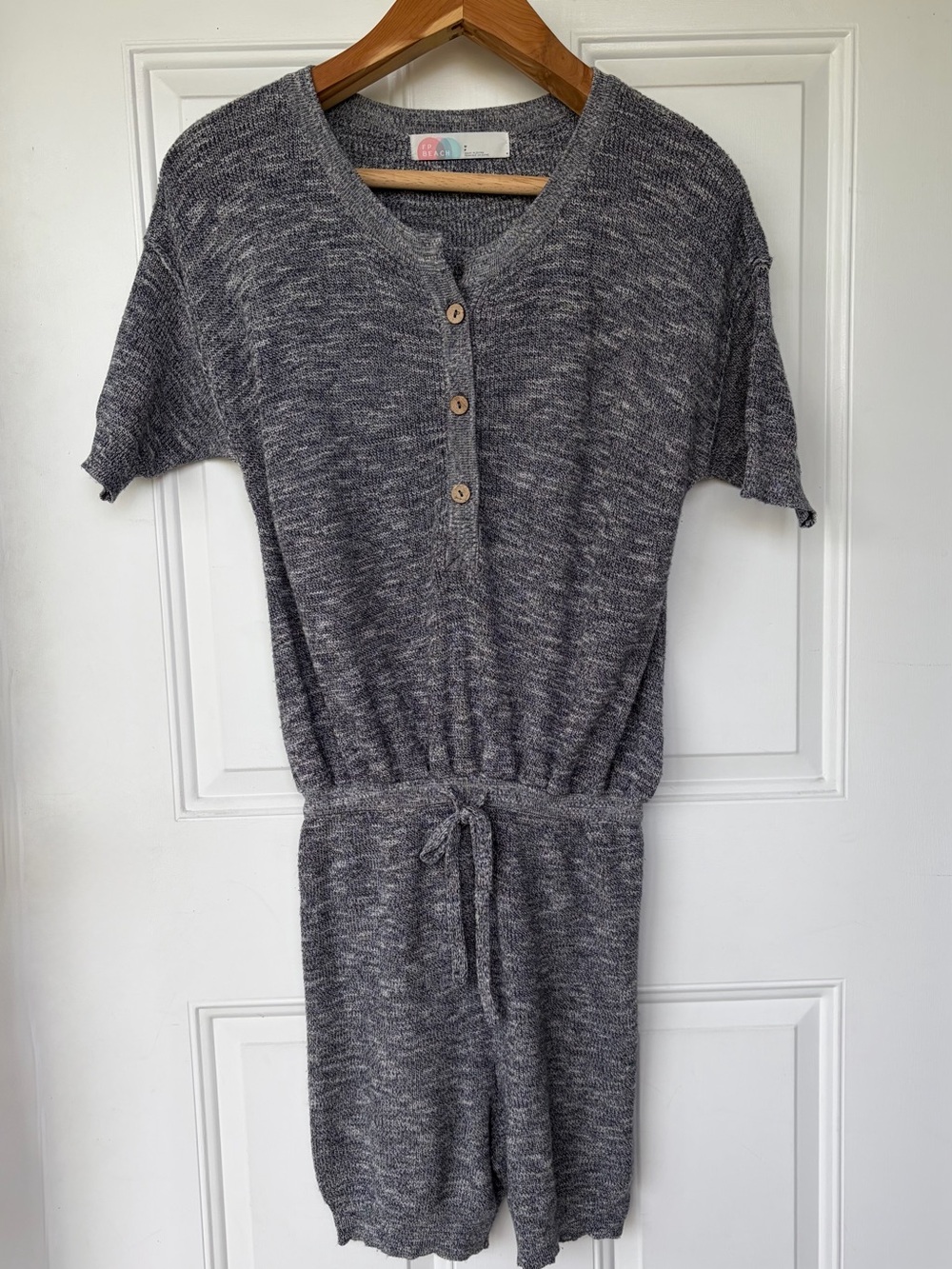•Free People Beach• Gray Marled Short Sleeve Knit Romper – Size Small